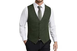 HISDERN Chaleco Traje Hombre Elegante Formal Clásico Color Liso Ajustable Chalecos de Vestir Hombre con 3 Botones Bolsillo para Boda Ceremonias Fiesta Negocio Eventos Regular Fit S-4XL