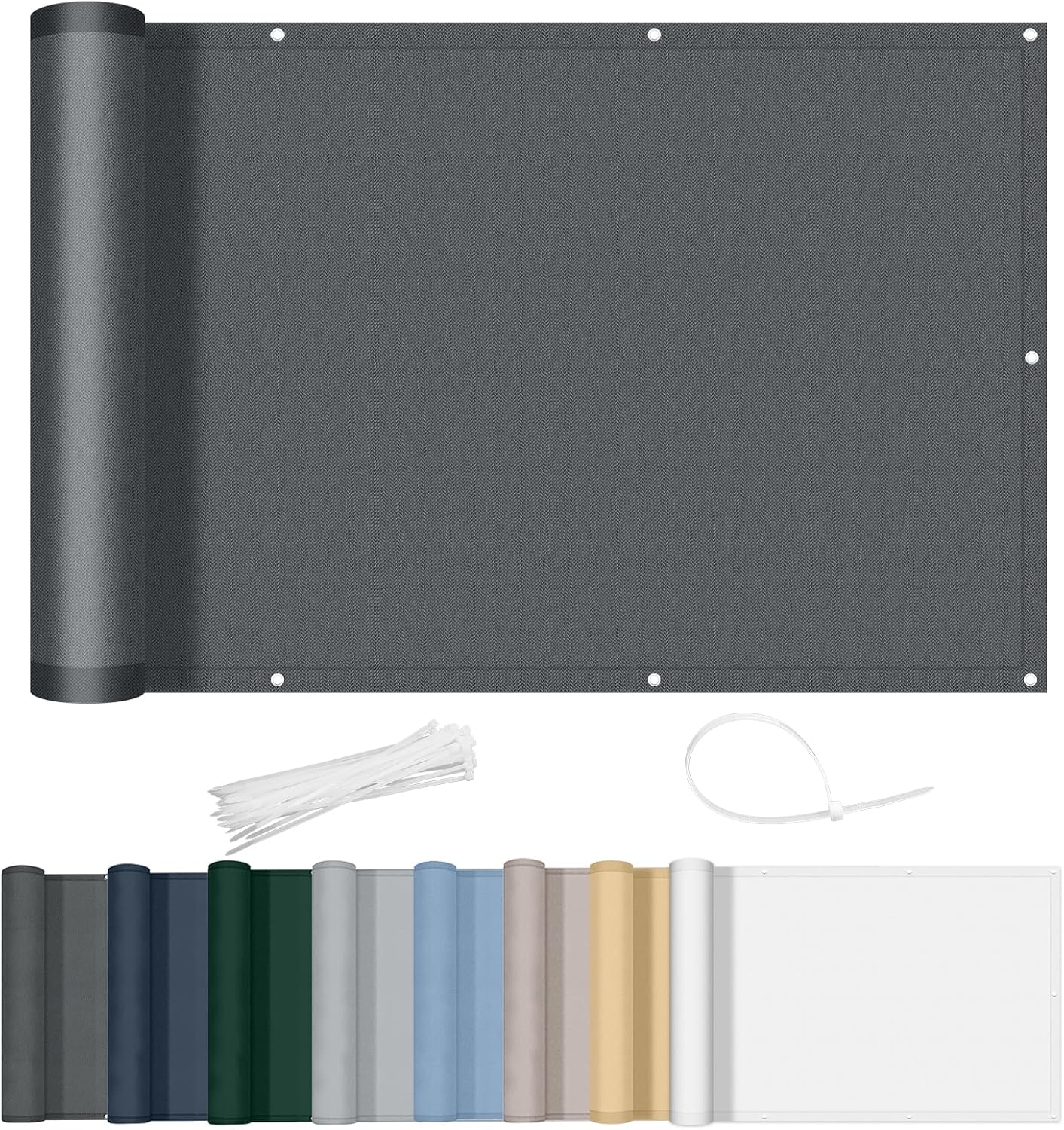 AXT SHADE Pantalla Privacidad Balcón 90x500cm Impermeable Ocultacion Balcon Protección Viento y Los Rayos UV con Ataduras de Cables para Exterior Terraza-Antracita