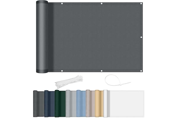 AXT SHADE Pantalla Privacidad Balcón Impermeable Ocultacion Balcon Protección Viento y Los Rayos UV con Ataduras de Cables para Exterior Terraza 90x200cm-Antracita