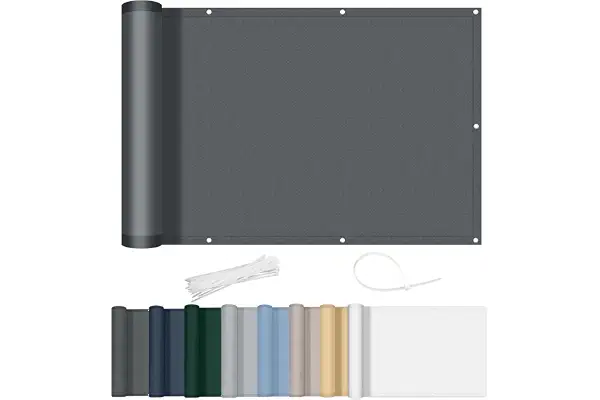 AXT SHADE Pantalla Privacidad Balcón 90x400cm Impermeable Ocultacion Balcon Protección Viento y Los Rayos UV con Ataduras de Cables para Exterior Terraza-Antracita