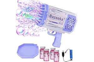 HYNXM Bubble Gun, Bazooka Bubble Gun, 69 Holes Bubble Machine Gun with 4 Bottles of Bubble Liquid, Bubble Launcher Toys Gifts for Adults Children Playing and Indoor Outdoor Party