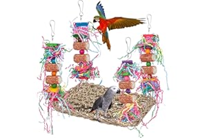 GingerUPer Jouet Perroquet, Jouet Oiseau Balançoire, Décoration des Cages à Oiseaux de Petite et Moyenne Taille, Perruche et Perroquet (Red)
