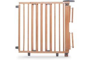Geuther 2733 Barrière de sécurité pivotante dimensions: 67 cm - 107 cm barrière de sécurité barrière de porte à fixer & à percer barrière bébé extra haute réglable en continu Naturel