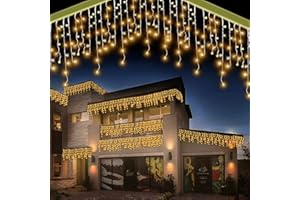 BUICXJKZ Icicle Outdoor Christmas Lights 600 LEDs - 17M/55ft Snow String Light Christmas House Fairy Lights, Outside Xmas Lights Warm White