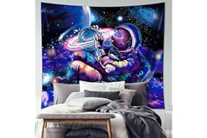 TATUO Tapiz Colgante de Pared de Astronauta Tapiz de Pared de Planeta de Galaxia Decoración de Pared de Espacio Hippie Psicodélico con Cielo Estrellado Arte Naturaleza (59,1 x 51,2 Pulgadas)