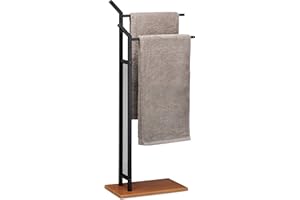 ‎RELAXDAYS Relaxdays Wieszak na ręczniki, czarny, 2 drążki, stojący wieszak na ręczniki, bez wiercenia, wys. x szer. x gł.: 88 x 40 x 20 cm