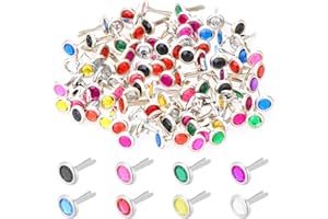 TEAAHA 100 Stück Rundkopfklammern Bunte Musterklammern Mini Brads Scrapbooking Brads Metall Musterbeutelklammern Für Schule Büro Papier Briefklammern Basteln Handwerk DIY