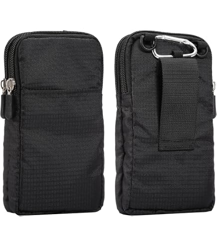 Custodia Porta Cellulare Da Cintura Nera: Borsa Da Uomo Con Moschettone, Impermeabile, Porta Carte, Per Sport E Outdoor - 3