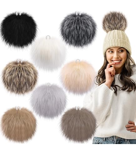 Confezione 20 Pompon In Pelliccia Sintetica - Diametro 8cm, Soffici, Per Cappelli E Decorazioni - Foto 13