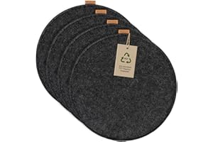 ‎MIQIO Miqio Design Filz Sitzkissen Rund mit Antirutschnoppen | 35cm | 4er-Set | Indoor und Outdoor | Nachhaltig aus recycelten PET Flaschen | Waschbare Stuhlkissen rutschfest | Dunkelgrau