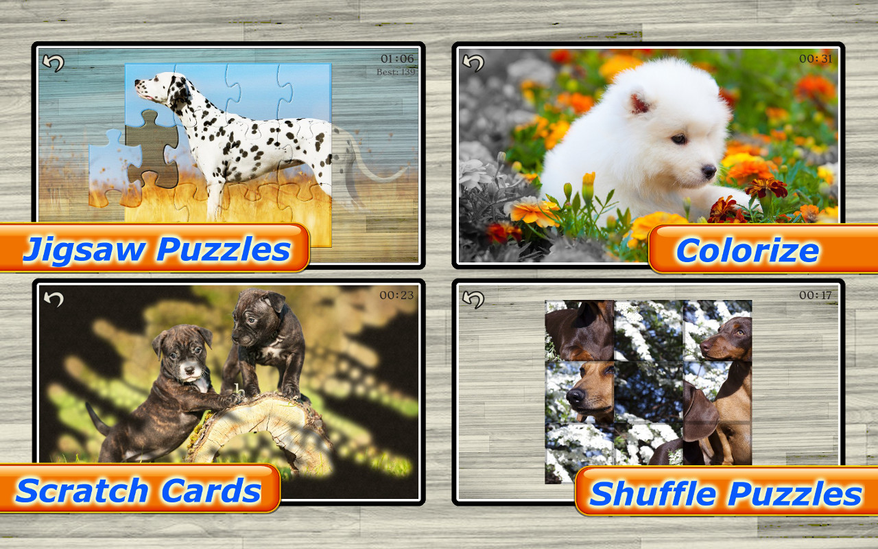 Dog Puzzles Jigsaw Puzzle Game for Kids with Real Pictures of Cute