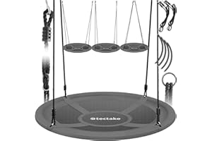 tectake® Balancoire nid d'oiseau Balancoire Exterieur Balancelle de Jardin pour Aire de Jeux Exterieur Our intérieur pour Enfant & Adultes avec Corde balancoire & mousquetons, Max. 120 kg, ⌀120cm
