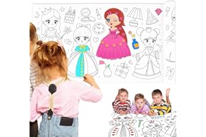 JOKBEN Drawing Paper Roll for Children, 3M Colouring Roll for Kids, Children's Drawing Roll, Coloring Paper Roll for Toddler, DIY Cut and Paste Painting Paper for Girls and Boys - Cute Princess