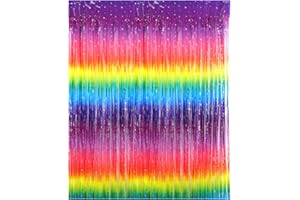 Drucilla Lametta Vorhänge Glitzer, Lamettavorhang Tinsel Glitzervorhang Folienfransen, Metallic Luftschlangen Hintergrund für Partys Foto Geburtstagsdeko Hochzeit -1m x 2m, Dunkler Verlauf 02