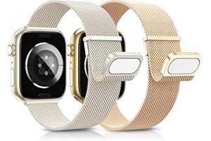 AMSKY Pasek kompatybilny z Apple Watch 44 mm, 40 mm, 45 mm, 42 mm, 41 mm, 49 mm, 38 mm, podwójny magnes, regulowany, stal nierdzewna, metalowy, kompatybilny z iWatch Se Ultra Series 9, 8, 7, 6, 5, 4,