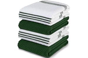 Sticky Toffee Geschirrtücher aus 100% Baumwolle, Frottee, 4 Stück, Küchentücher, 40,6 x 71 cm, dunkelgrün, weich, saugfähig, für Restaurant, Bar, Glas, Küchentücher