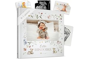 BIBI & BEAU Livre de Naissance - Album Photos et Naissance - Cadeau Naissance 132 Pages et Album Photo Scrapbooking – Livre Naissance Bébé Garçons et Filles – Photos de 10 x 15 (Forêt)