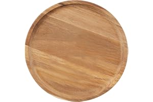 Alex Nash Acacia Wood Round Decorative Tray – Small Rustic Wooden Centrepiece for Candles, Coffee Table & Home Décor – Serving Tray and Snack Board for Kitchen, Cheese & Charcuterie – 21x21cm (1)