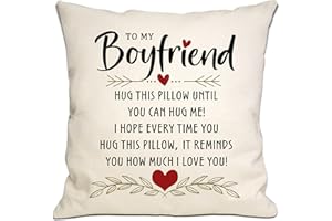 BOMMEX Boyfriend Gift from Girlfriend Romantic Hug Cushion Cover I Love You Reminder Gift for Boyfriend Gift for Him Birthday Valentine's Day Anniversary (BOYFRIEND)