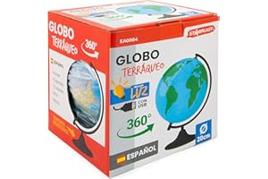 Starplast Globo Terráqueo - Con Luz USB, Soporte Metálico, Mapamundi, Educativo, Globo Girable, Decoración de Escritorio, Geografía, Español - 20 cm Diámetro