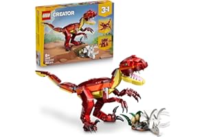 LEGO Creator 3-en-1 Le Dinosaure Féroce - Figurines de Dino : Vélociraptor, Stégosaure ou Ptérosaure - Squelette & Dents Pointues - Superbe Cadeau d'anniversaire pour Garçon ou Fille dès 8 Ans 31379