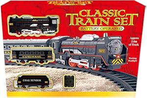 KandyToys Classic Train Set | 2.4m Track | Headlight | Battery Operated