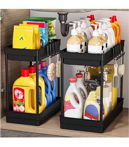 Gevvnss Spülschrank Organizer 2-stöckig - L-Form Ausziehbares Regal Für Unter Waschbecken