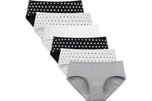 INNERSY Mutande Donna Cotone Vita Media Comode Slip Elasticizzato Intimo di Base Pacco da 6