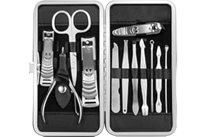 LaRoc 12pc Manicure & Pedicure Set - Nail Clippers, Cuticle Remover - Luxurious Face, Foot, Hand Nail Care Kit - Pedicure Sets for Feet, Mens Grooming Kits & Manicure Set for Women