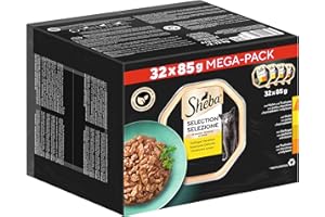 SHEBA Adult Katzenfutter nass - 32x85g Schalen - Geflügel Variation in Sauce - Nassfutter für Katzen - 1 Großpackung