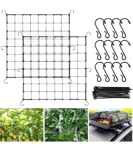 Filet De Soutien Pour Plantes 90x90cm - Treillis élastique Avec Crochets Pour Tomates, Concombres, Fleurs Grimpantes