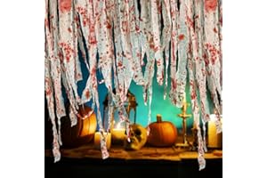 PURPLE STAR 50 m, decorazione per Halloween, fascia di sangue spaventosa – Halloween Garza sanguinosa spaventosa di gaze spaventosa per casa stregata, terrazza, giardino