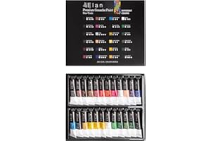 Elan Set de Gouache en Tube - 24 Tubes de 12ml - Kit Peinture pour Adulte - Peinture Toile