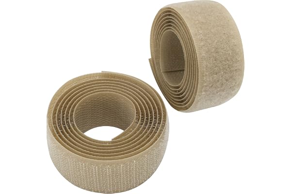 AERZETIX - C65954 - Bande/rouleau de scratch 25 mm 1 mètre auto-agrippant - organisateur/serre câbles - ruban sac vêtement attache sangle - couleur: beige foncé - en polyamide et polyester