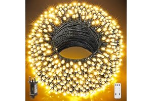 GYLEFY Outdoor Christmas Lights, 100M 800 LED Christmas Decorations Fairy Lights with Waterproof, Remote Control, 8 Modes Twinkle Firefly Lights Ornaments for Indoor and Outdoor, Warm White