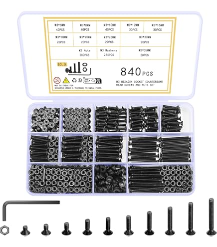 280 Unids / Caja M3 Tapa Cabeza Hexagonal Zócalo Perno Torn