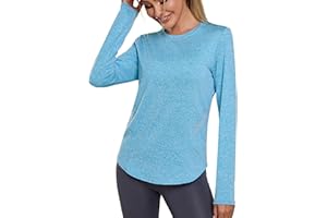 Wayleb Maglietta Sportiva Donna Manica Lunga, Longsleeve T-Shirt Allenamento in Rete Traspirante, Top Fitness Leggero Girocollo Casual per Yoga Jogging – S-XXL