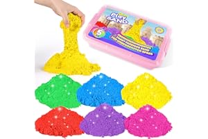 AtMini Wonder Sand Regenbogen Mix Set -5kg Spielsand with 6 Farbe，Knetsand für kinder Sandbox mit Deckel für kinder 3 4 5 6 7+ Jahre Alt（Rosa）