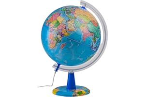 TOPGLOBE Globe Lumineux 20cm - Carte en Anglais - Globe Politique Moderne - Décoration Éducative, Géographique