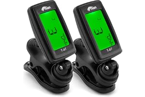 TIGER T-47 Clip On Tuner digital kromatisk tuner för akustik, elektrik, basgitarrer, banjo, ukulele, violin – 2-pack