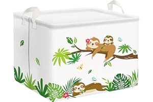 Clastyle Cestos Almacenaje Infantil Animal Bosque Cesta Ropa Sucia Rama Plegable para Habitación Infantil Dormitorio Cajas de Almacenaje Juguetes para Chico Chica, Pereza, 40 * 30 * 30 cm