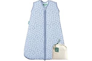 MOLIS & CO molis&co - Saco de Dormir para bebé 2.5 TOG - 70 cm (0-6 Meses) - Ideal para Invierno - 100% algodón (Oeko-Tex 100) - Acolchado, Suave y Cálido - Blue Garden