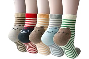 Justay Comf 5 Pairs Womens Animal Funny Socks, Cute Cat Dog Cotton Socks for Ladies - Thermal Warm Socks for Winter Christmas, One Size