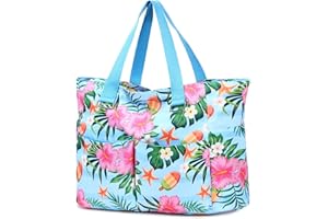 Myhozee Borsa Mare Donna Grande - Borsa da Spiaggia Danna XXL Famiglia Impermeabile Borse da Mare Grandi Tote Bag Beach Bag con Cerniera Shopping Bag Borsa Estiva per Spiaggia Viaggio Piscina Vacanza