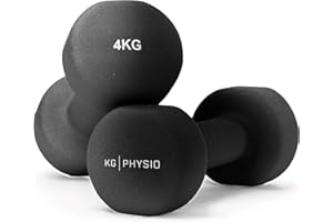 KG PHYSIO Pesi Palestra, Kit di 2 Manubri Palestra con Rivestimento in Neoprene, Impugnatura Confortevole, Accessori Palestra con Tecnologia Anti Rotolamento, Poster A3 con Esempi di Esercizi Fitness