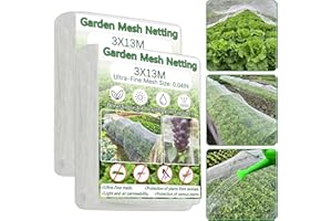YLLUUOE 2PCS 3x13M Insect Netting,Fine Mesh Garden Protection Netting for Vegetables Plants Flowers Crops,Row Covers for Raised Bed from Birds Deer Squirrels Barrier Pest