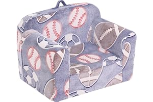 YOTATING Kids Sofa Toddler Chair, Chirldren Couch with Side Pockets with Removable and Washable Cover Carrying Handle Toddler Armrest Chair Kids Read Sofa for Girl or Boy, Ball