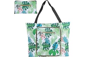 Augot Strandtasche Faltbar, Große Tasche Damen mit Reißverschluss Wasserdichte Strandtasche Damen für Strand, Reisen, Fitnessstudio, Schwimmen