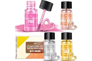 ‎LIMINO Essbarer Glitzer Set - 4 Farben Metallisch Essbarer Glitzerpulver Glitzerstaub für Kuchen, Getränke, Lebensmittel - Metallisch Glitzerpuder Lebensmittelfarbe Pulver zum Cocktails,Wein,Fondant