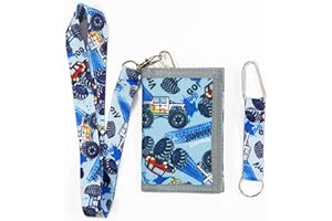 ZHONYEE Kids Wallet with Lanyard for Boys Ages 4-12 Trifold Toddler Wallet Zippered Coin Pocket Card Holders for Children Birthday Gifts